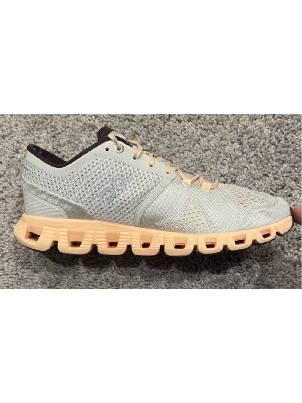 On Cloud X Silver Almond Peach Athletic Running Shoes Sneakers Women's Size 8.5